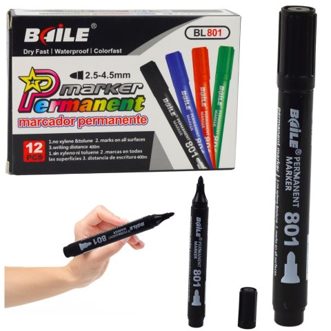 Marker Permanentny Wodoodporny Czarny 2,5-4,5 mm