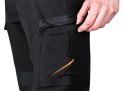 Spodnie robocze Mix&Match, 4 way stretch, czarno-pomarańczowe, rozmiar XL