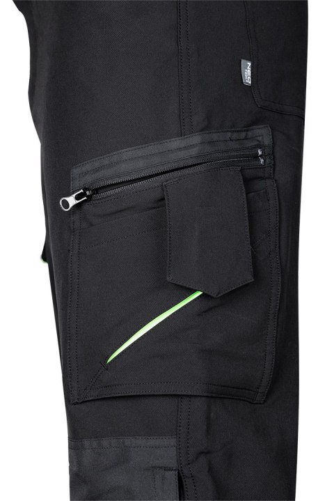 Spodnie robocze Mix&Match, 4 way stretch, czarno-zielone, rozmiar XS