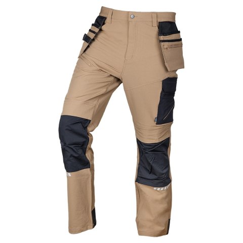 Spodnie robocze Mix&Match, 4 way stretch, z kaburami, Cordura, beżowo-czarne, rozmiar L