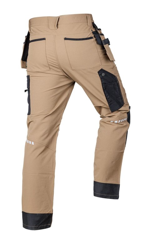 Spodnie robocze Mix&Match, 4 way stretch, z kaburami, Cordura, beżowo-czarne, rozmiar XL