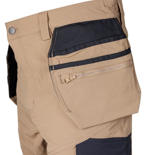 Spodnie robocze Mix&Match, 4 way stretch, z kaburami, Cordura, beżowo-czarne, rozmiar XL