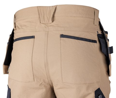 Spodnie robocze Mix&Match, 4 way stretch, z kaburami, Cordura, beżowo-czarne, rozmiar XL