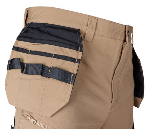 Spodnie robocze Mix&Match, 4 way stretch, z kaburami, Cordura, beżowo-czarne, rozmiar XXXL