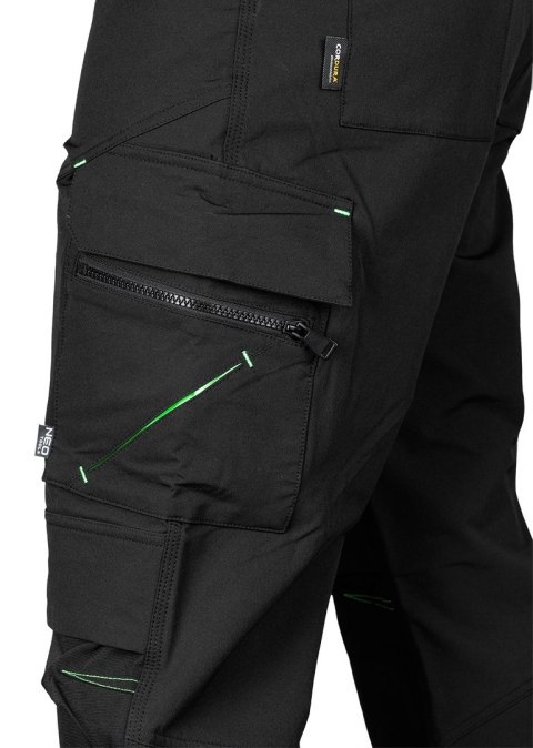 Spodnie robocze Mix&Match, 4 way stretch, z kaburami, Cordura, czarne, rozmiar L