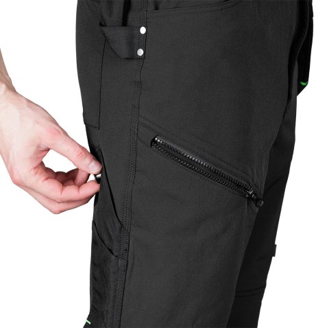 Spodnie robocze Mix&Match, 4 way stretch, z kaburami, Cordura, czarne, rozmiar XXL
