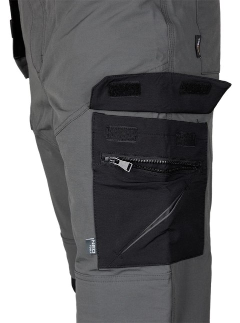 Spodnie robocze Mix&Match, 4 way stretch, z kaburami, Cordura, szaro-czarne, rozmiar L
