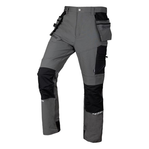 Spodnie robocze Mix&Match, 4 way stretch, z kaburami, Cordura, szaro-czarne, rozmiar XL