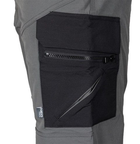Spodnie robocze Mix&Match, 4 way stretch, z kaburami, Cordura, szaro-czarne, rozmiar XXL