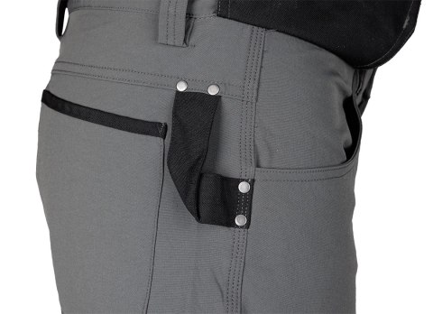 Spodnie robocze Mix&Match, 4 way stretch, z kaburami, Cordura, szaro-czarne, rozmiar XXL