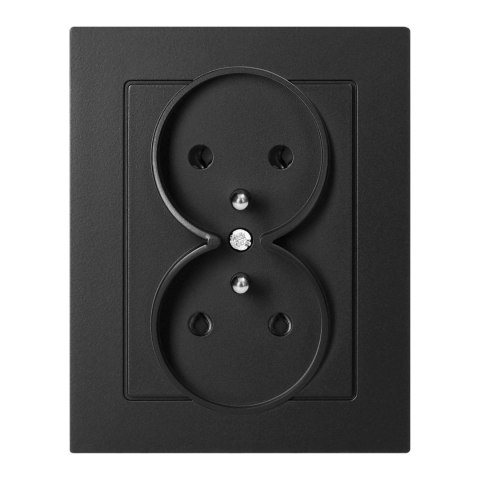 Gniazdo podwójne p/t 2x2P+Z Malta, 16A, 250V, PT-6M, czarny mat