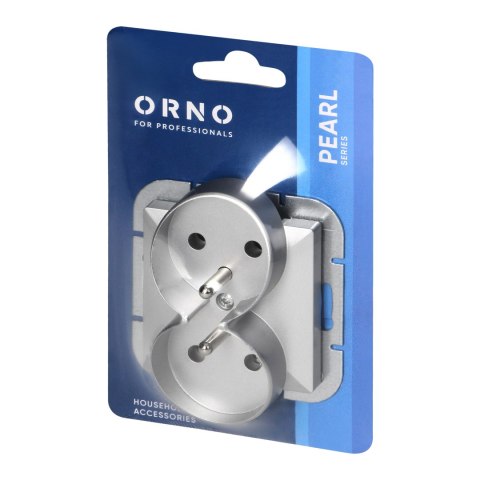 Gniazdo podwójne p/t 2x2P+Z Pearl, 16A, 250V, PT-6 P, srebrny