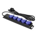 Przedłużacz warsztatowy bryzgoszczelny IP44, 5 gniazd 2P+Z IP44, schuko, przewód gumowy, H05RR-F 3x1,5mm?, długość 3m