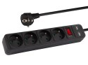 98-777# Przedłużacz sieciowy pr-470wsp/usb 4-gniazda+usb z uziemieniem+wyłączniik 1,5m czarny 3x1,5mm