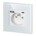 Gniazdo pojedyncze 2P+Z, USB-A + USB-C, PD, max. 20W, biały