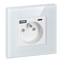 Gniazdo pojedyncze 2P+Z, USB-A + USB-C, PD, max. 20W, biały