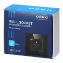 Gniazdo pojedyncze 2P+Z, USB-A + USB-C, PD, max. 20W, czarny