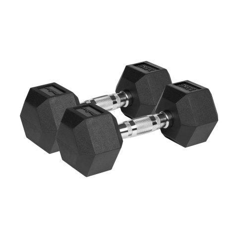 Hantle żeliwne gumowane HEX 2x7.5 kg REBEL ACTIVE