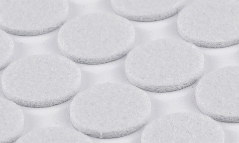 Podkładki filcowe okrągłe samoprzylepne, białe 20 mm, 20 szt.