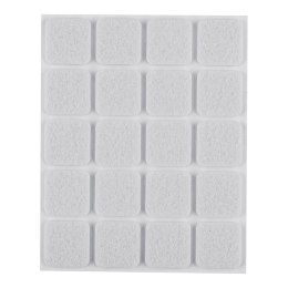 Podkładki filcowe samoprzylepne, białe 20x20 mm, 20 szt.