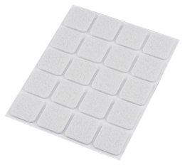 Podkładki filcowe samoprzylepne, białe 20x20 mm, 20 szt.