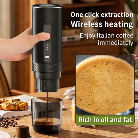 Wireless Electric Espresso 2-in-1 Coffee Machine for Car & Home Camping Portable Coffee Maker Capsule Powder Travel Coffee Maker