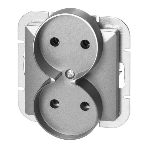 Gniazdo podwójne p/t 2x2P Pearl, 16A, 250V, PT-5PR, srebrny