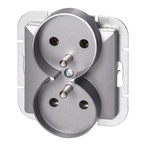 Gniazdo podwójne p/t 2x2P Pearl, 16A, 250V, PT-5PR, srebrny