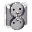 Gniazdo podwójne p/t 2x2P Pearl, 16A, 250V, PT-5PR, srebrny