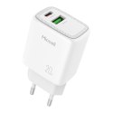 Ładowarka sieciowa Miccell VQ-T15, 20W, USB-A + USB-C, biała