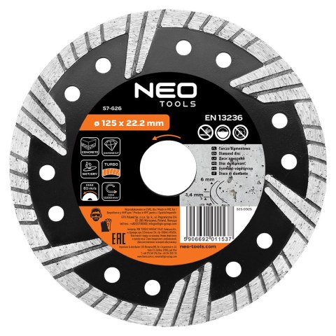 Tarcza diamentowa 125 x 22.2 mm, turbo