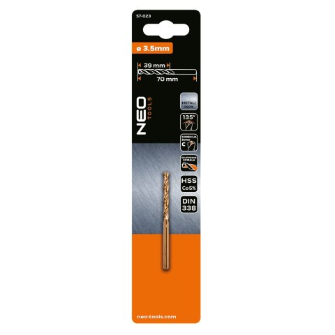 Wiertło do metalu HSS-Co, 3.5 mm