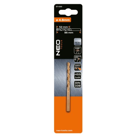 Wiertło do metalu HSS-Co, 4.8 mm
