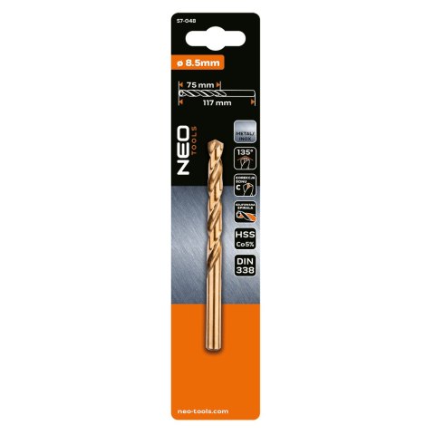 Wiertło do metalu HSS-Co, 8.5 mm