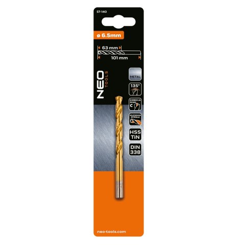 Wiertło do metalu HSS-TiN, 6.5 mm