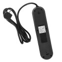 Listwa zasilająca Maclean, przedłużacz 3gniazda + 3xUSB, 110-240V AC 50/60Hz, 2.1A max 2500W, 1,5m, czarna ,MCE394 B