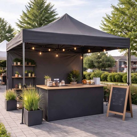 Pawilon ogrodowy LUARO namiot imprezowy handlowy altana 295x305 cm czarny