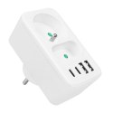 Gniazdko prądowe x2 + 4xUSB Maclean, rozgałęźnik z 2 gniazdami, 2xUSB A, 2xUSB C PD 20W, 1x16A + 1x6A, MCE249 F/W