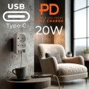 Gniazdko prądowe x2 + 4xUSB Maclean, rozgałęźnik z 2 gniazdami, 2xUSB A, 2xUSB C PD 20W, 1x16A + 1x6A, MCE249 F/W