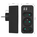 Gniazdko prądowe x3 + 4xUSB Maclean, rozgałęźnik z 3 gniazdami, 2xUSB A, 2xUSB C PD 20W, 1x16A + 2x6A, MCE248 F/B