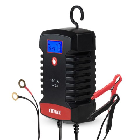 Prostownik cyfrowy agm gel std lfp max 6a 6v 12v pro hook amio-04532