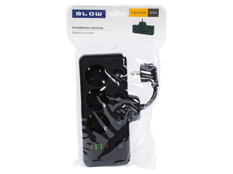 98-313# Rozgałęźnik ps-310 3-gniazda+2xusb+2xusb-c 0.1m czarny 3x1mm przedłużacz