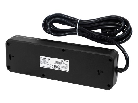 98-321# Przedłużacz sieciowy ps-450m 4-gniazda 2xusb+usb-c 3m czarny 3x1mm