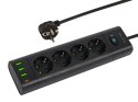 98-325# Przedłużacz sieciowy ps-450t 4-gniazda 3xusb+usb-pd 1,5m czarny 3x1mm