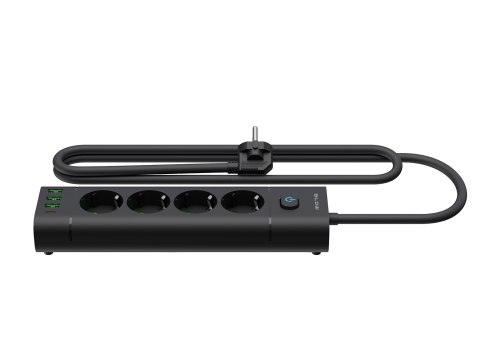 98-325# Przedłużacz sieciowy ps-450t 4-gniazda 3xusb+usb-pd 1,5m czarny 3x1mm