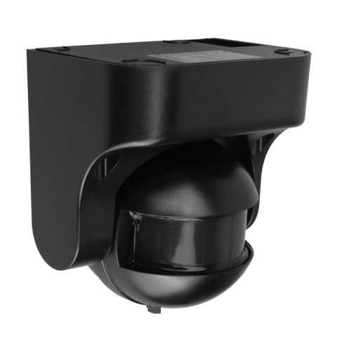 Czujnik ruchu PIR Maclean, na podczerwień, IP44, czarny z czarną przesłoną, zasięg 12m, max. obciążenie 300/1200W, MCE358 B/B