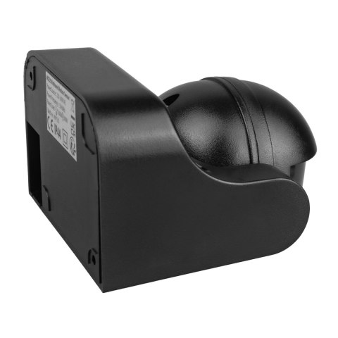 Czujnik ruchu PIR Maclean, na podczerwień, IP44, czarny z czarną przesłoną, zasięg 12m, max. obciążenie 300/1200W, MCE358 B/B