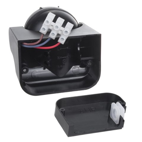 Czujnik ruchu PIR Maclean, na podczerwień, IP44, czarny z czarną przesłoną, zasięg 12m, max. obciążenie 300/1200W, MCE358 B/B