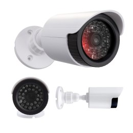 Atrapa kamery tubowej, diody IR LED, biała, zasilanie 2xAA (brak w zestawie), ABS, IR1800 W