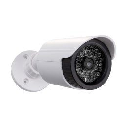 Atrapa kamery tubowej, diody IR LED, biała, zasilanie 2xAA (brak w zestawie), ABS, IR1800 W